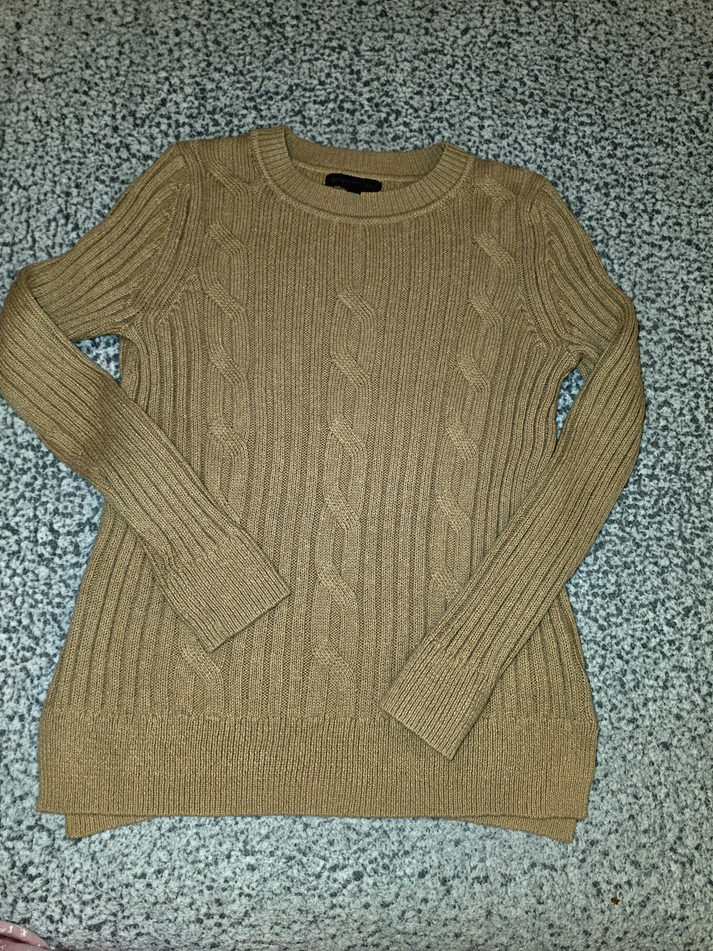 Banana Republic Cable-Knit Crewneck Sweater in Camel Brown